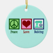 Peace Liebe Backen Niedlicher Aquamariner Bäckerei Keramik Ornament (Vorne)