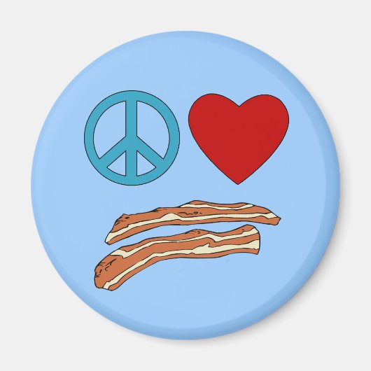 Peace Liebe Bacon Symbology Hemd, Tasse Magnet (Vorne)