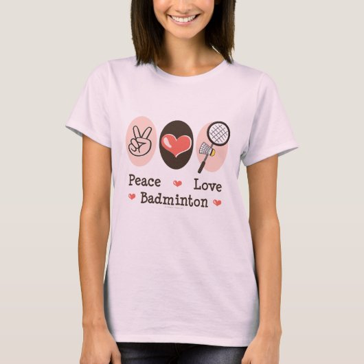 Peace Liebe Badminton Bio Tee Shirt (Vorderseite)