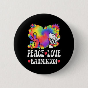 Peace Liebe Badminton Lover 60er 70er Hippie Outfi Button