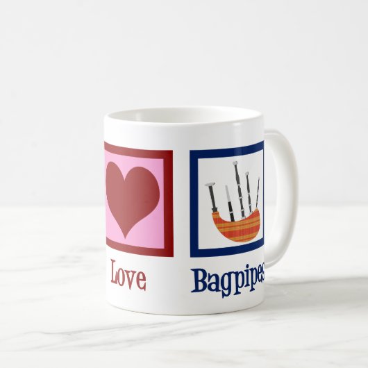 Peace Liebe Bagpipe Kaffeetasse (VorderseiteRechts)
