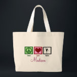 Peace Liebe Ballet Custom Dancer Jumbo Stoffbeutel<br><div class="desc">Diese niedliche und elegante Ballerina wirling en pointe in einem Tutu macht eine große personalisierte Tasche für das Mädchen in Ihrem Leben,  das Ballett Lieben.</div>