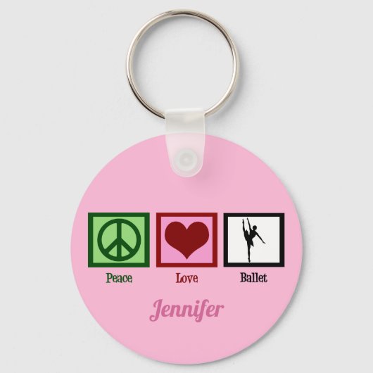 Peace Liebe Ballet Niedlich Pink Ballerina Monogra Schlüsselanhänger (Vorderseite)