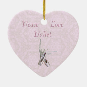 'Peace, Liebe & Ballet' Spitzen Herzensdekoration Keramikornament