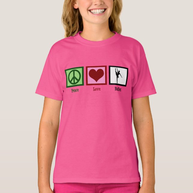 Peace Liebe Ballett Rosa Girls T-Shirt (Vorderseite)
