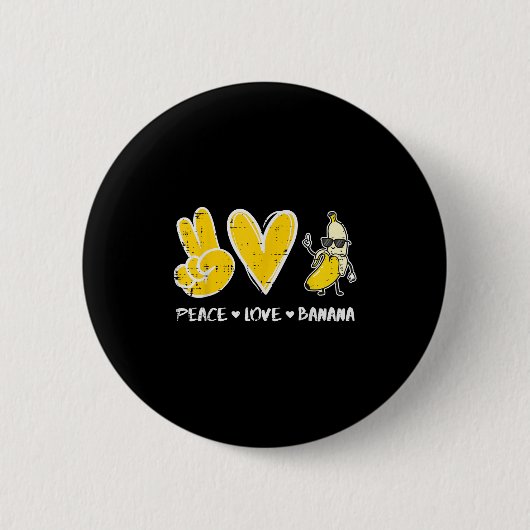 Peace Liebe Banana Funny Frucht Nahrung Vegan Männ Button (Vorderseite)