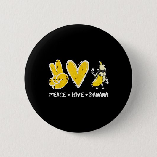 Peace Liebe Banana Funny Frucht Nahrung Vegan Männ Button (Vorderseite)