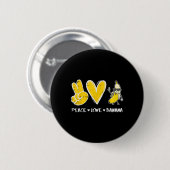 Peace Liebe Banana Funny Frucht Nahrung Vegan Männ Button (Vorne & Hinten)