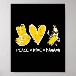 Peace Liebe Banana Funny Frucht Nahrung Vegan Männ Poster
