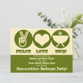 Peace Liebe Barbeque Einladung (Stehend Vorderseite)
