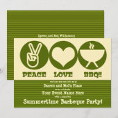 Peace Liebe Barbeque Einladung (Vorne/Hinten)