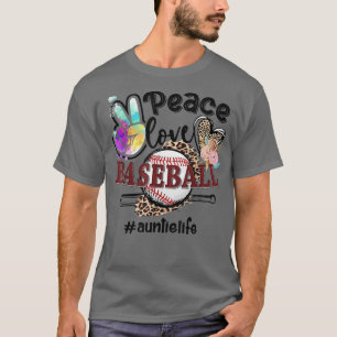 Peace Liebe Baseball Auntie Life Mama Oma Leopar T-Shirt