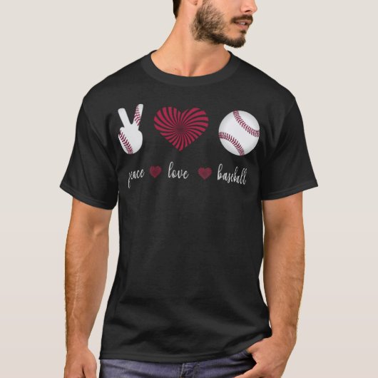 Peace Liebe Baseball Baseball T-Shirt (Vorderseite)