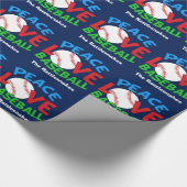 Peace Liebe Baseball Custom Team Weihnachten Geschenkpapier (Ecke)