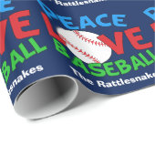Peace Liebe Baseball Custom Team Weihnachten Geschenkpapier (Rolleneckpunkt)