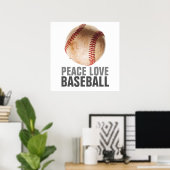 Peace Liebe Baseball Einzigartiges Motivierend Kun Poster (Heimbüro)