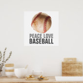 Peace Liebe Baseball Einzigartiges Motivierend Kun Poster (Küche)