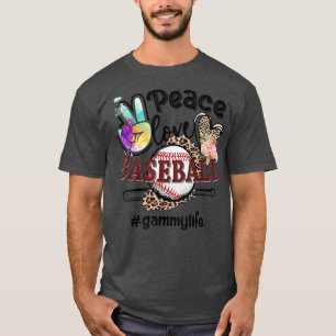 Peace Liebe Baseball Gammy Life Mama Oma Leopard T-Shirt