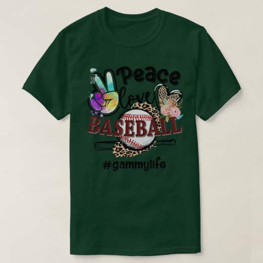Peace Liebe Baseball Gammy Life Mama Oma Leopard T-Shirt (Design vorne)