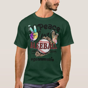 Peace Liebe Baseball Grammie Mama Oma Leopa T-Shirt