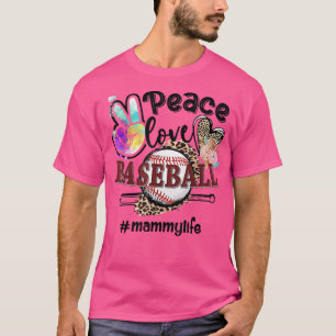 Peace Liebe Baseball Mammy Life Mama Oma Leopard T-Shirt