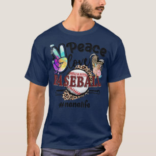 Peace Liebe Baseball Nene Life Mama Oma Leopard T-Shirt