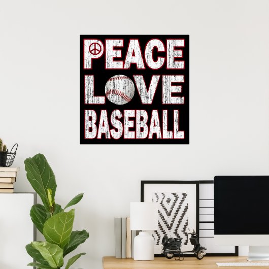 PEACE LIEBE BASEBALL POSTER (Heimbüro)