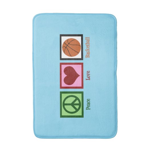 Peace Liebe Basketball Badematte (Vorderseite Vertikal)