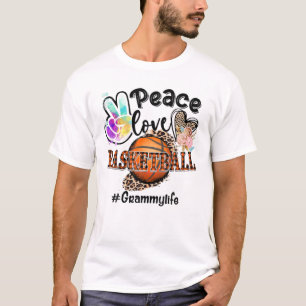 Peace Liebe Basketball Grammy Life Mama Oma Leop T-Shirt