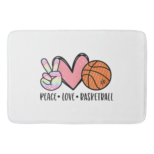 Peace Liebe Basketball Herz für Frauen Teens Tween Badematte (Vorderseite)