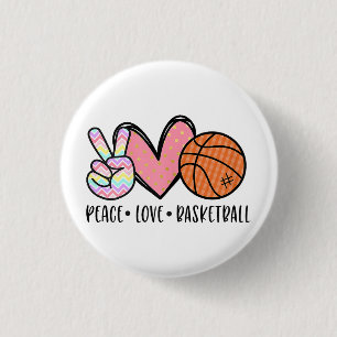 Peace Liebe Basketball Herz für Frauen Teens Tween Button