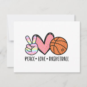 Peace Liebe Basketball Herz für Frauen Teens Tween Feiertagskarte