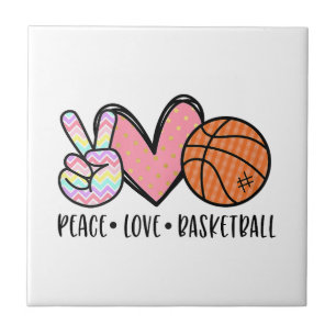 Peace Liebe Basketball Herz für Frauen Teens Tween Fliese