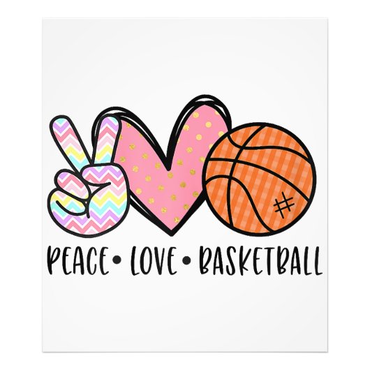 Peace Liebe Basketball Herz für Frauen Teens Tween Fotodruck (Vorne)