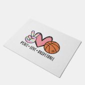 Peace Liebe Basketball Herz für Frauen Teens Tween Fußmatte (Schrägansicht)