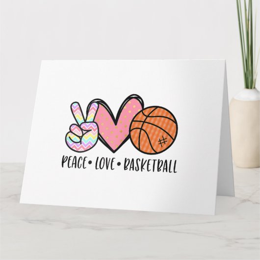 Peace Liebe Basketball Herz für Frauen Teens Tween Karte (Vorderseite)