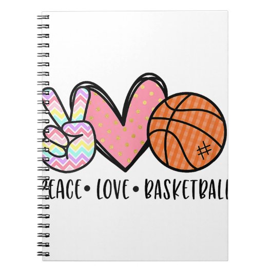 Peace Liebe Basketball Herz für Frauen Teens Tween Notizblock (Vorderseite)