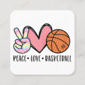 Peace Liebe Basketball Herz für Frauen Teens Tween Quadratische Visitenkarte (Rückseite)