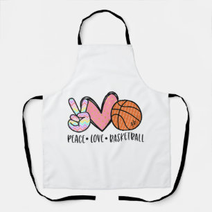 Peace Liebe Basketball Herz für Frauen Teens Tween Schürze