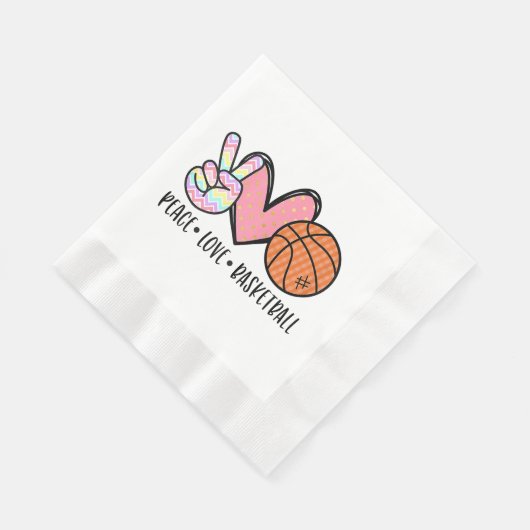 Peace Liebe Basketball Herz für Frauen Teens Tween Serviette (Ecke)