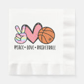 Peace Liebe Basketball Herz für Frauen Teens Tween Serviette (Vorderseite)
