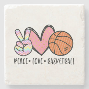 Peace Liebe Basketball Herz für Frauen Teens Tween Steinuntersetzer