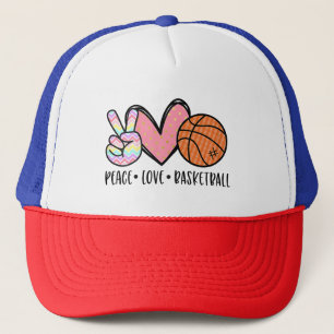 Peace Liebe Basketball Herz für Frauen Teens Tween Truckerkappe