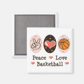 Peace Liebe Basketball Magnet (Vorderseite/Rückseite)