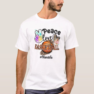 Peace Liebe Basketball Nani Life Mama Oma Leopar T-Shirt