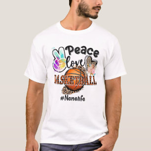Peace Liebe Basketball Nene Life Mama Oma Leopar T-Shirt