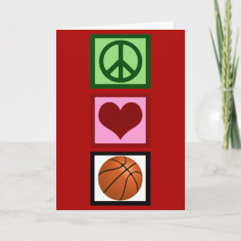 Peace Liebe Basketball Niedlich Red Feiertagskarte