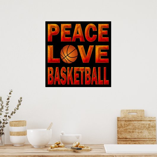 PEACE LIEBE BASKETBALL POSTER (Küche)