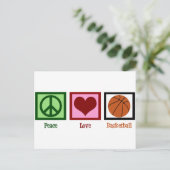 Peace Liebe Basketball Postkarte (Stehend Vorderseite)
