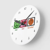 Peace Liebe Basketball Runde Wanduhr (Winkel)